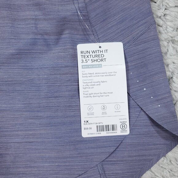 Athleta Run With It Textured 3.5” Shorts Purple Space Dye Athletic Lined Plus 1X - Picture 4 of 7